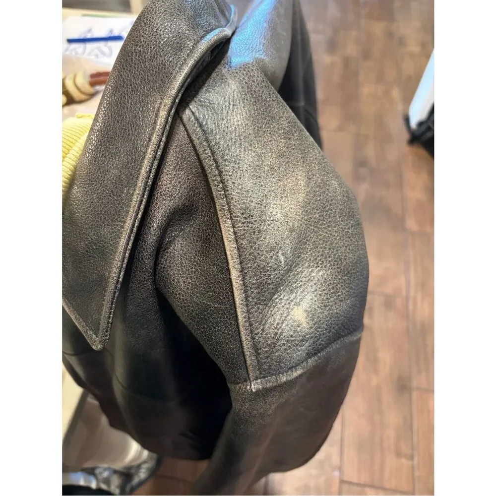 🧥 Eddie Bauer Distressed Leather Jacket Men’s Large Brown Vintage Style